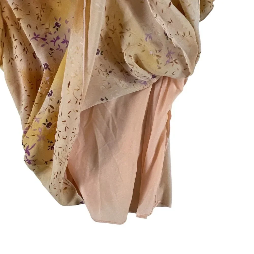 VTG Whimsy Fairy Top Skirt Matching Set WOMENS SIZE 12 Y2k Yellw Ornge Hanky Hem